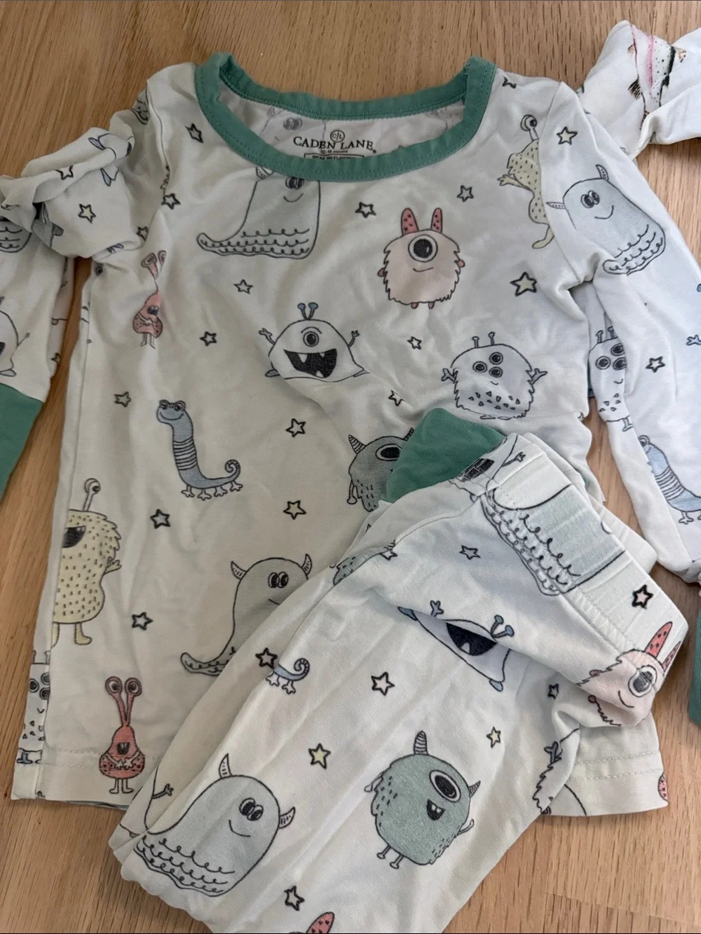 Three PJ sets from Caden Lane - monsters, fish, and Dinos